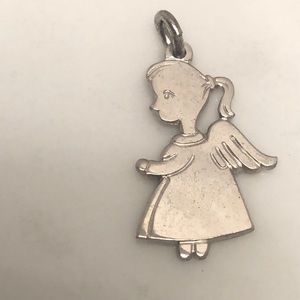 Angel girl sterling silver vintage pendant bracelet charm‎